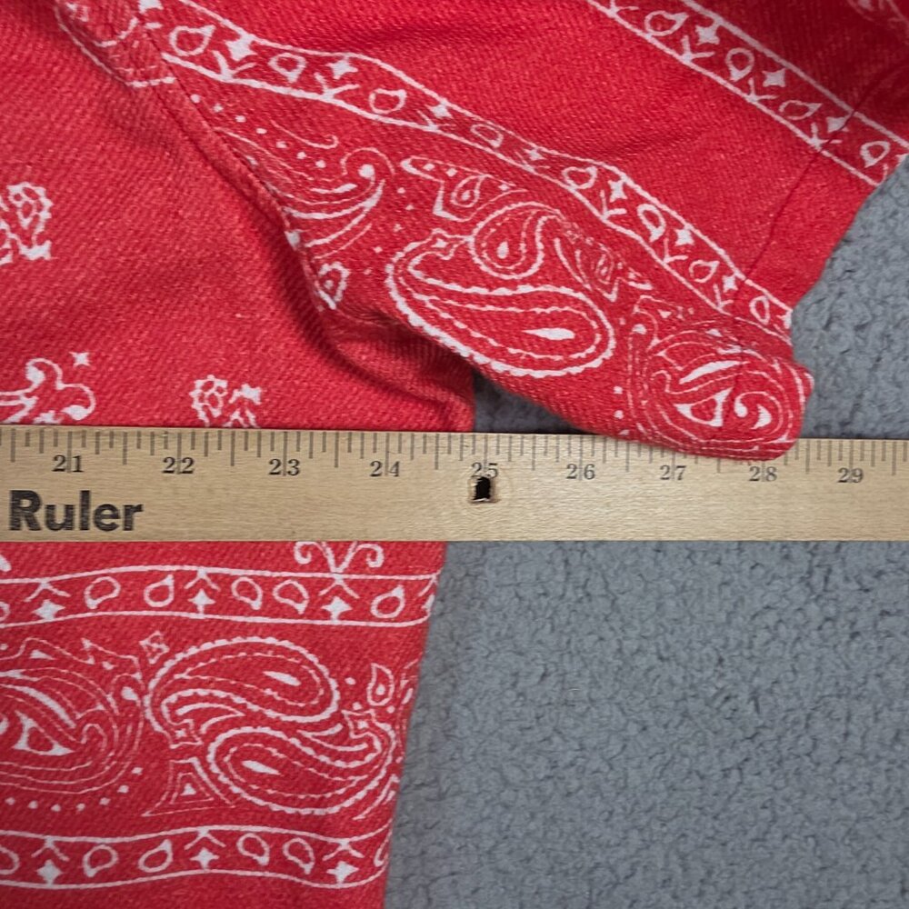 Zara Shirt Mens Size Large Blue Red Bandana Relaxed Button Down Cotton Twill - Picture 6 of 11